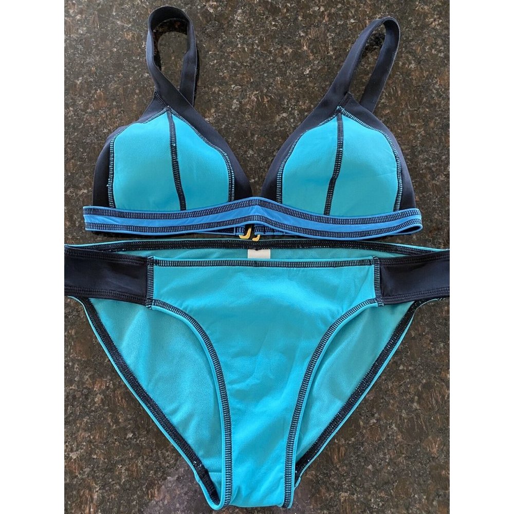 Bikini Swimsuit Bathing Suit Womens Colorblock Blue‎ Black